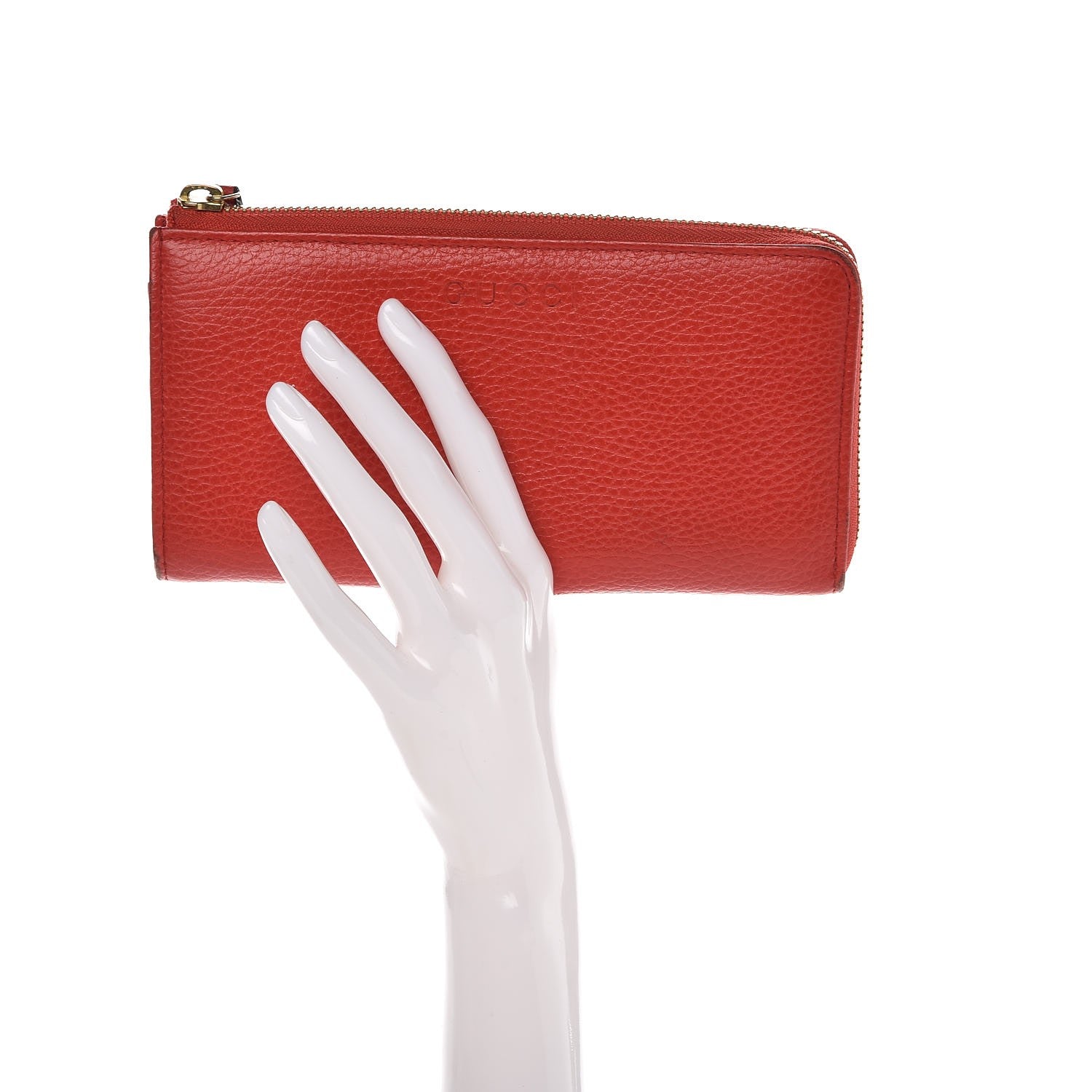 Gucci Pebbled Calfskin Donna Long Wallet Red 2 of 28