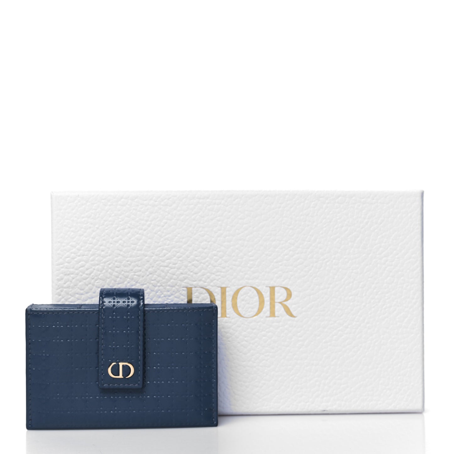 Patent Micro-Cannage Montaigne Gusseted Card Holder Blue