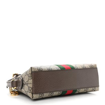 Gucci GG Supreme Monogram Textured Dollar Calfskin Web Small Ophidia Dome Shoulder Bag Beige Ebony New Acero 4 of 10
