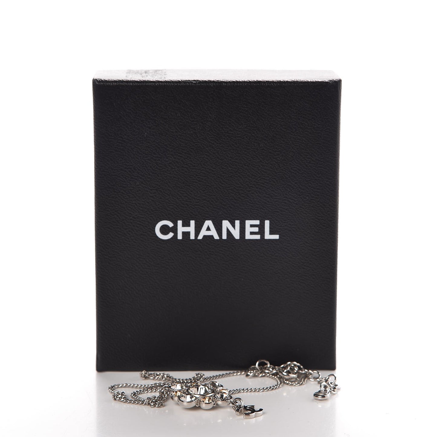Crystal CC Drop Pendant Necklace Silver