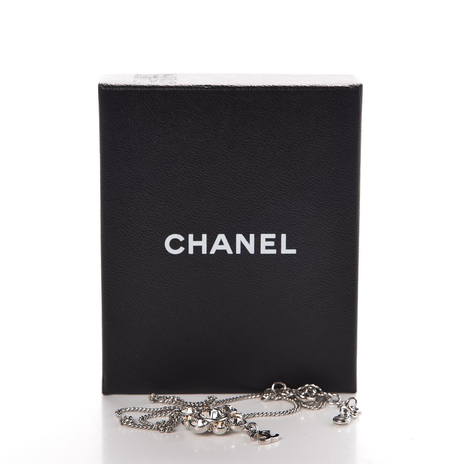 Chanel Crystal CC Drop Pendant Necklace Silver 5 of 5