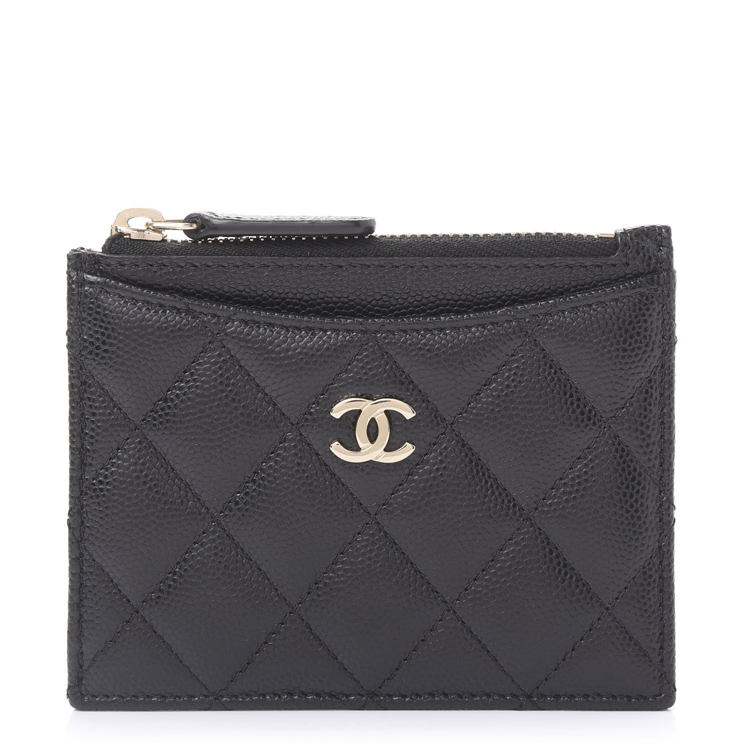 Chanel Caviar Quilted CC Zip Card Holder Black 1 of 11