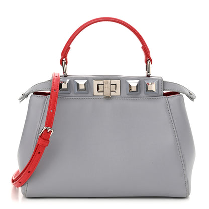 Fendi Nappa Studded Mini Peekaboo Iconic Satchel Grey Multicolor 1 of 11