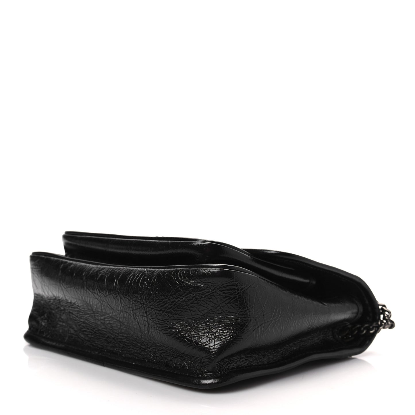Crinkled Lambskin Matelasse Monogram Baby Niki Chain Satchel Black