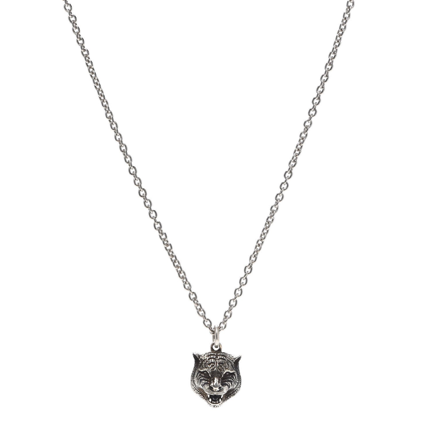 Sterling Silver Tiger Head Pendant Necklace