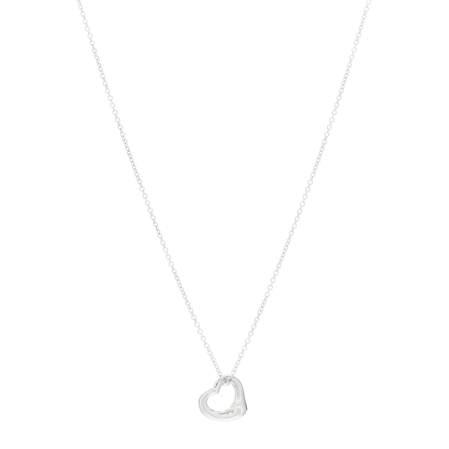 Sterling Silver 11mm Elsa Peretti Open Heart Pendant Necklace