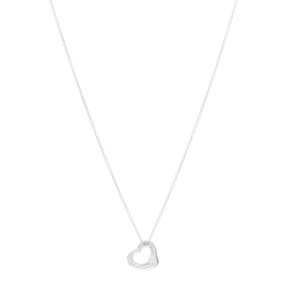 Tiffany Sterling Silver 11mm Elsa Peretti Open Heart Pendant Necklace 1 of 9