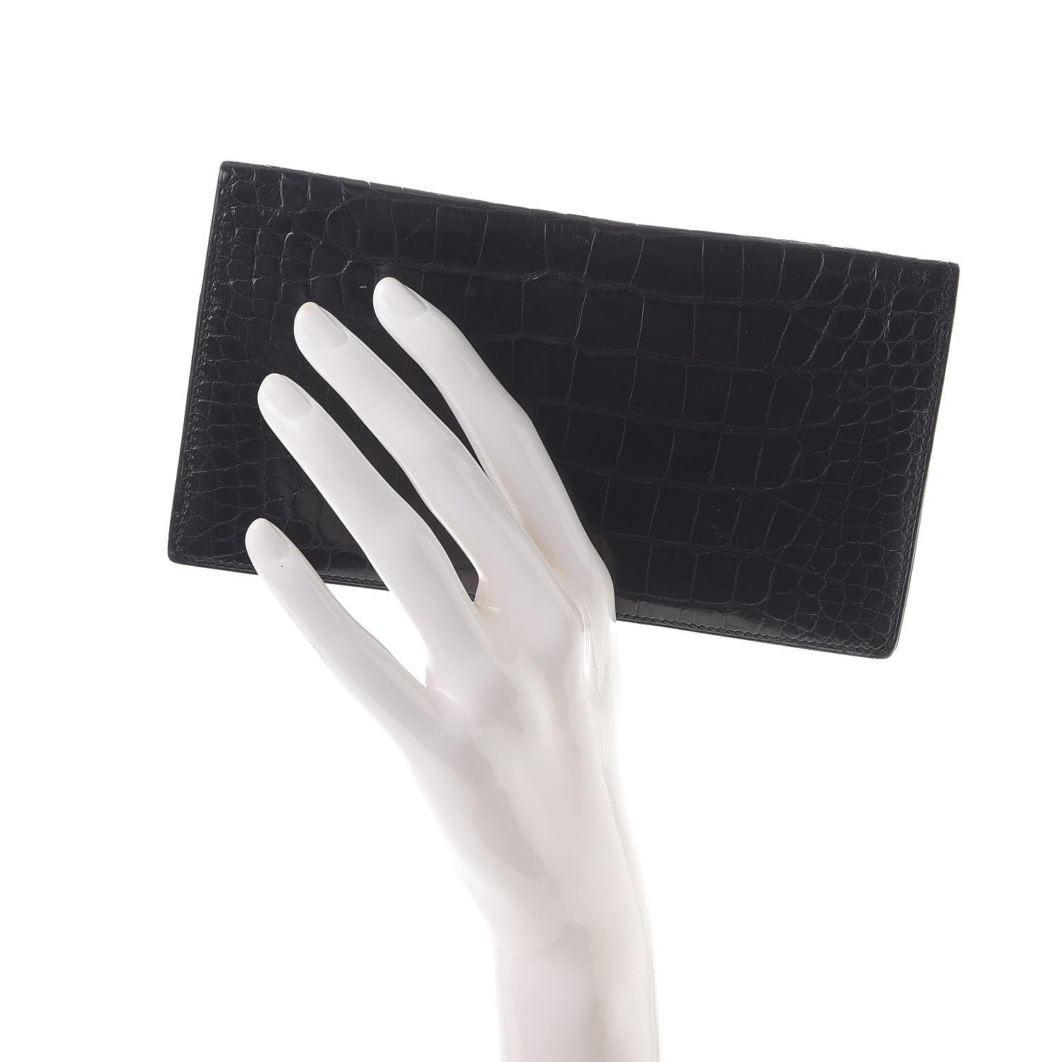 Hermes Alligator MC2 Fleming Checkbook Holder Wallet Black 2 of 7