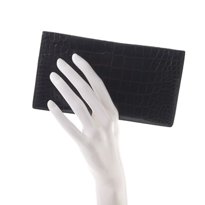 Hermes Alligator MC2 Fleming Checkbook Holder Wallet Black 2 of 7