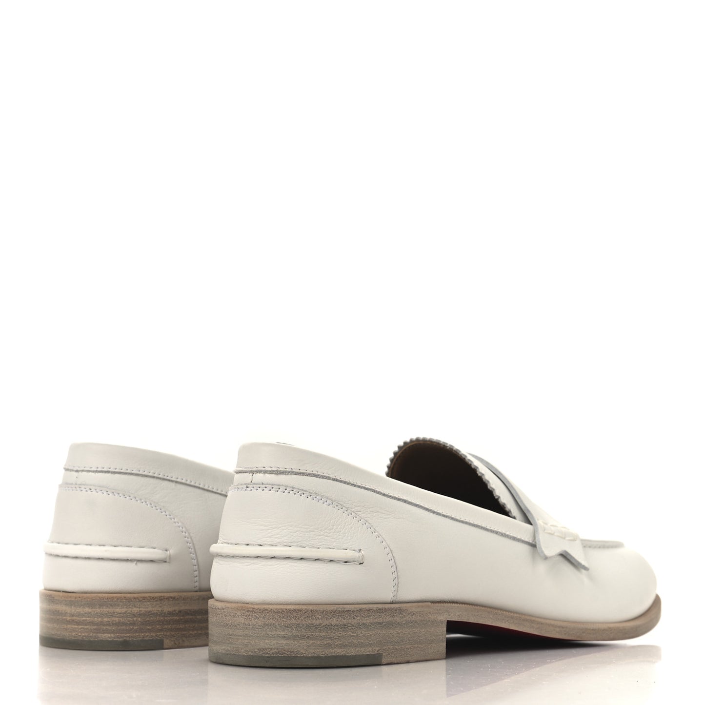 Calfskin Mens Penny Flat Loafers 43 White