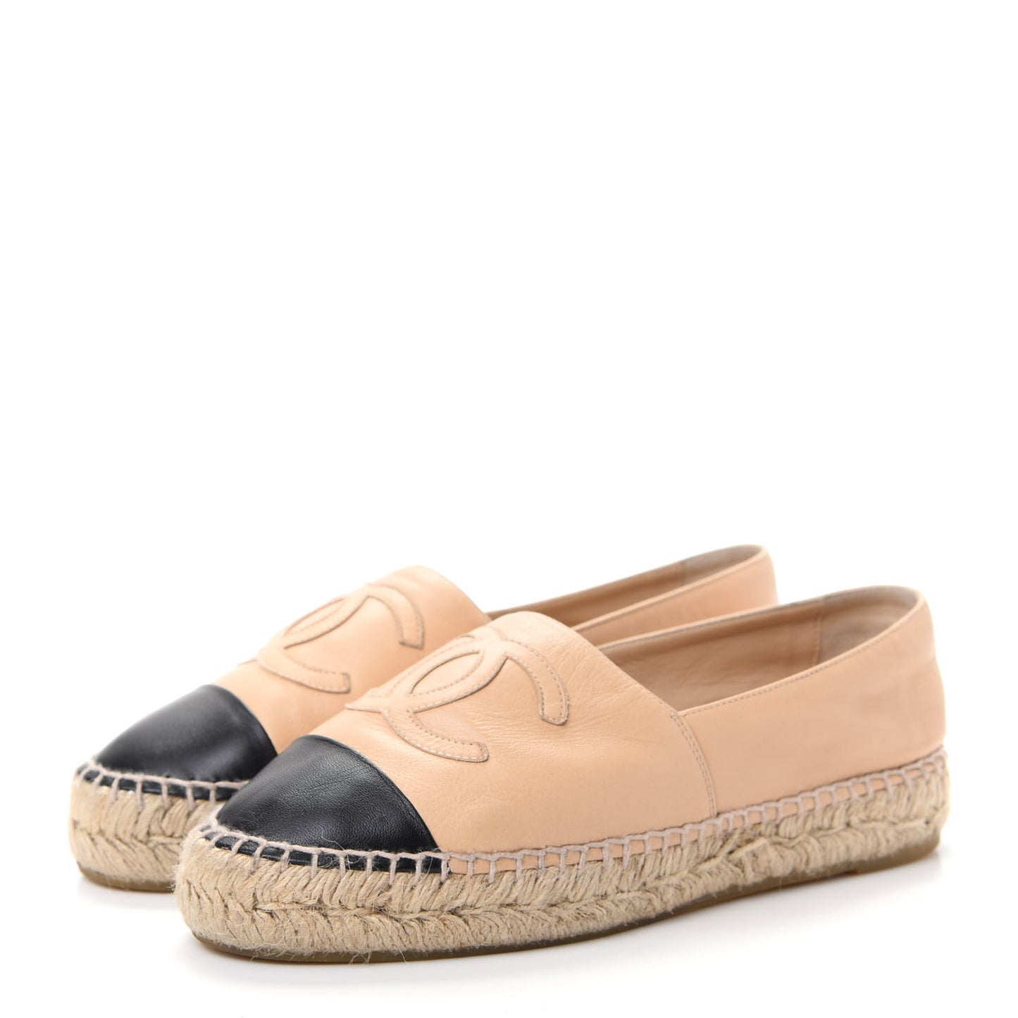 Lambskin CC Espadrilles 37 Beige Black