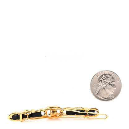 Chanel Pearl Lambskin CC More Is More Hair Clip Black Gold 2 of 3