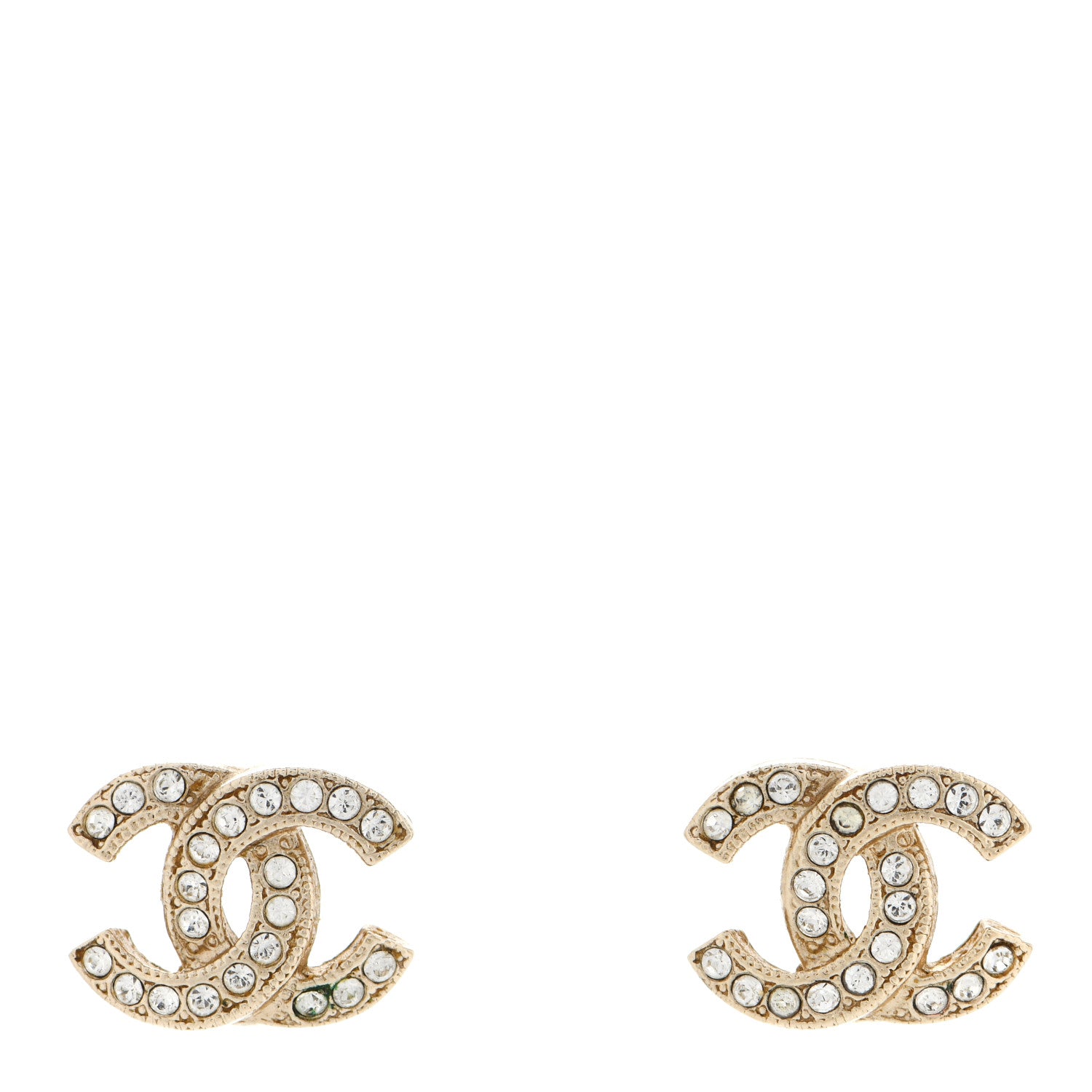 Chanel Crystal Timeless CC Earrings Gold 1 of 6