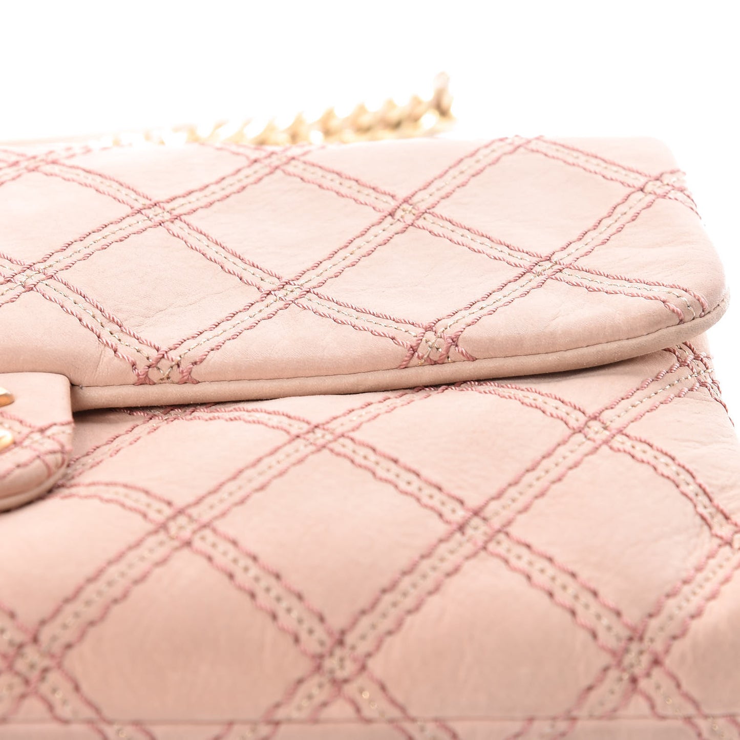Calfskin Triple Stitched Medium Flap Pink