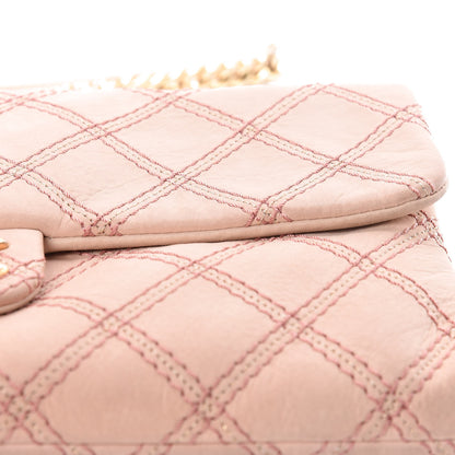 Chanel Calfskin Triple Stitched Medium Flap Pink 14 of 16