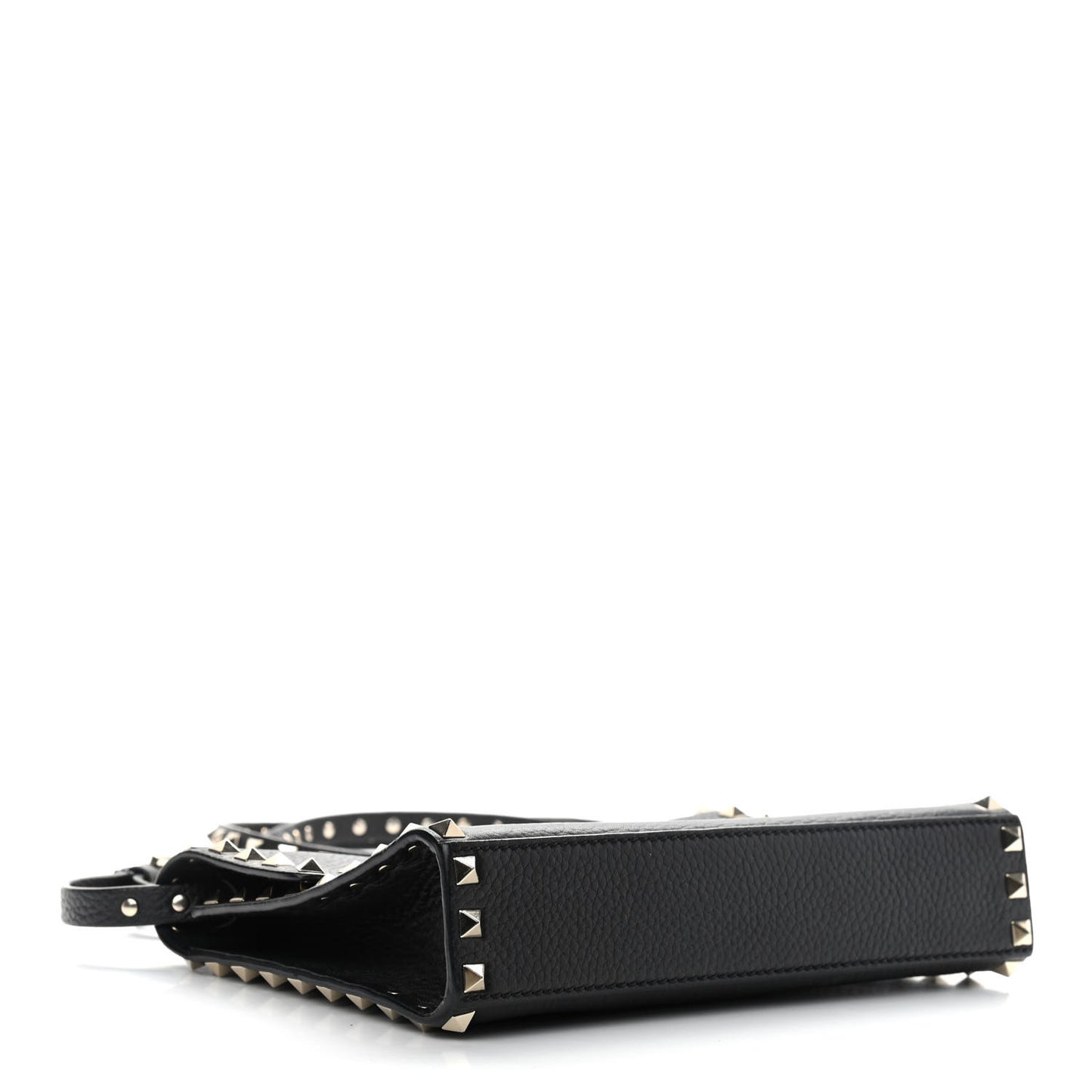 Pebbled Calfskin Medium Rockstud Flip Lock Crossbody Bag Black