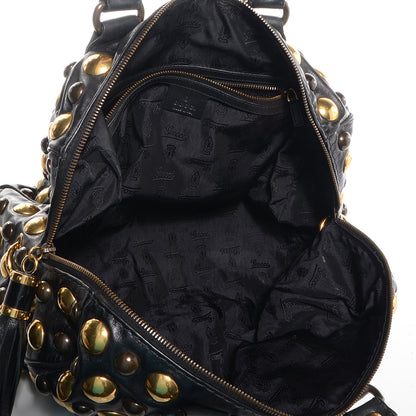 Gucci Leather Babouska Studded Medium Boston Black 5 of 8
