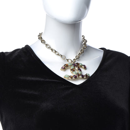 Chanel Resin CC Necklace Gold Multicolor 2 of 5