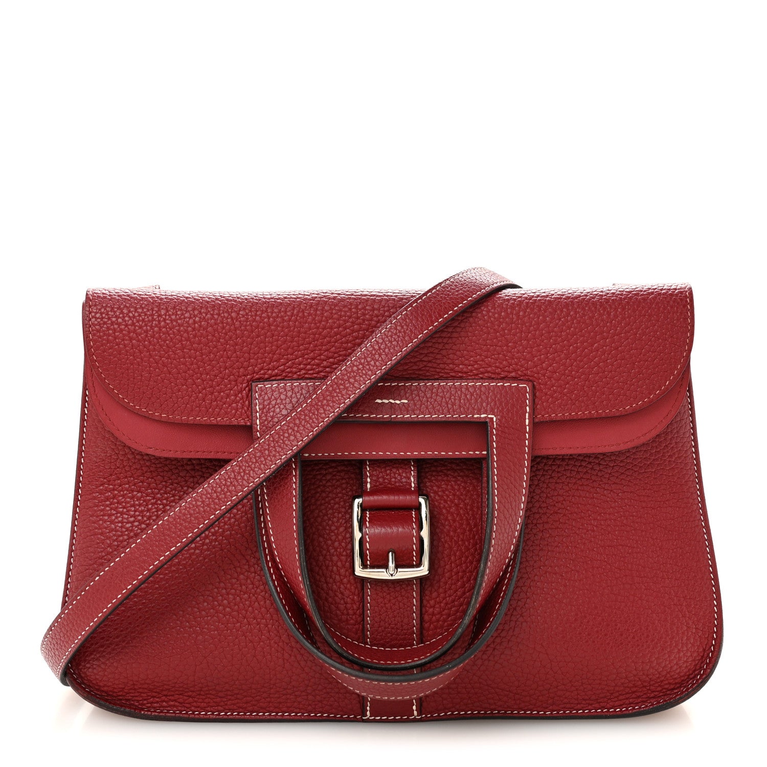 Hermes Taurillon Clemence Halzan 31 GM Rouge H 1 of 13