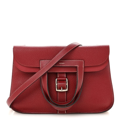 Hermes Taurillon Clemence Halzan 31 GM Rouge H 1 of 13