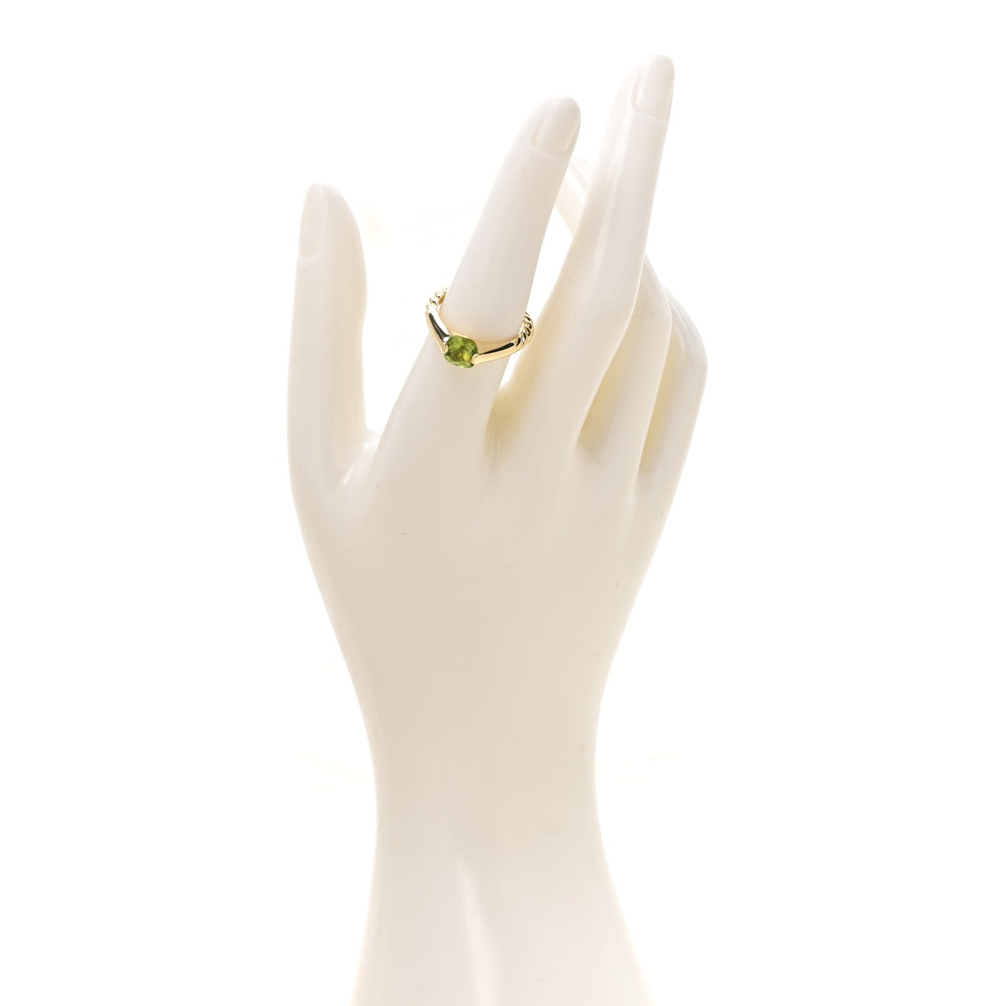18K Yellow Gold Peridot Cable Ring 54 6.75