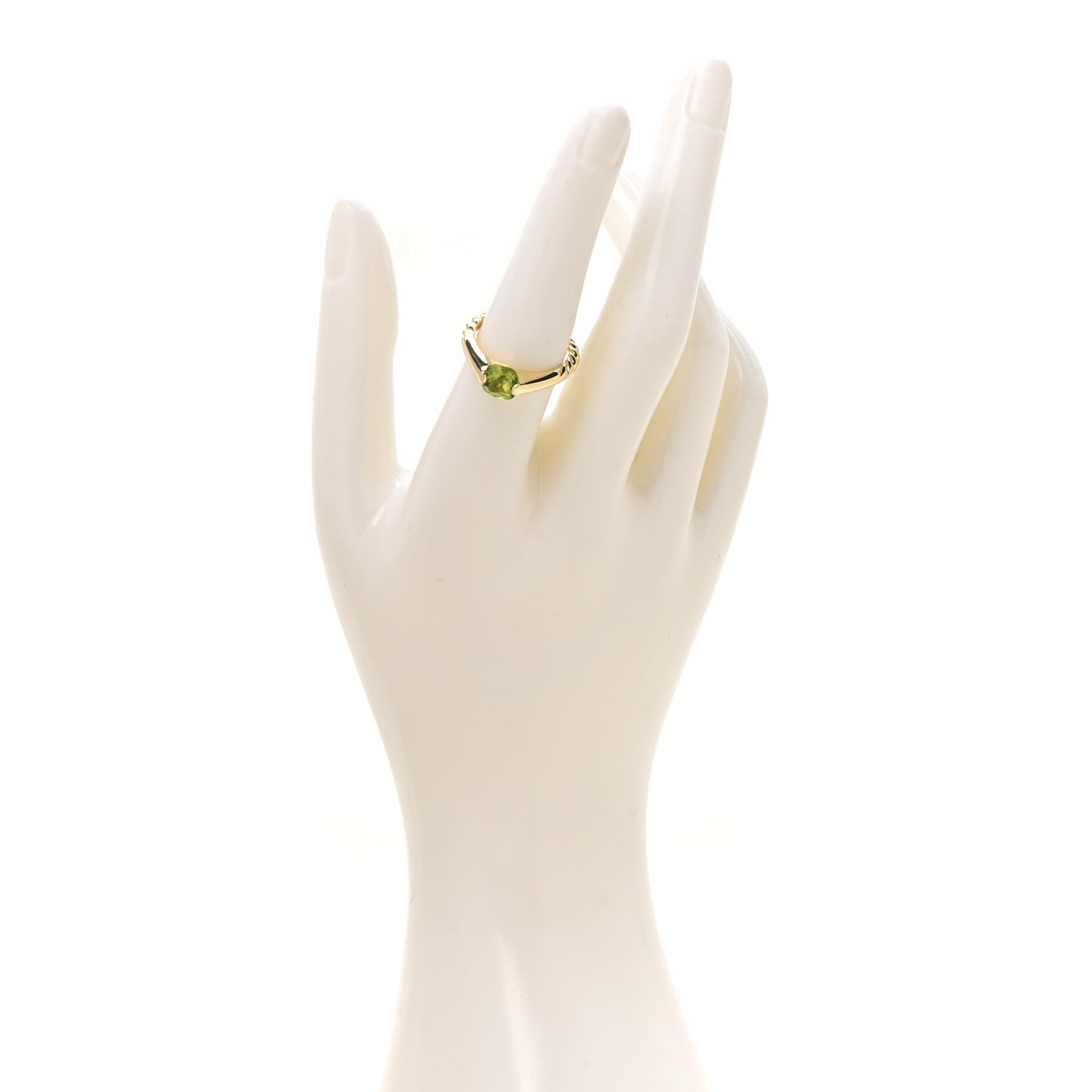 David Yurman 18K Yellow Gold Peridot Cable Ring 54 6.75 2 of 4
