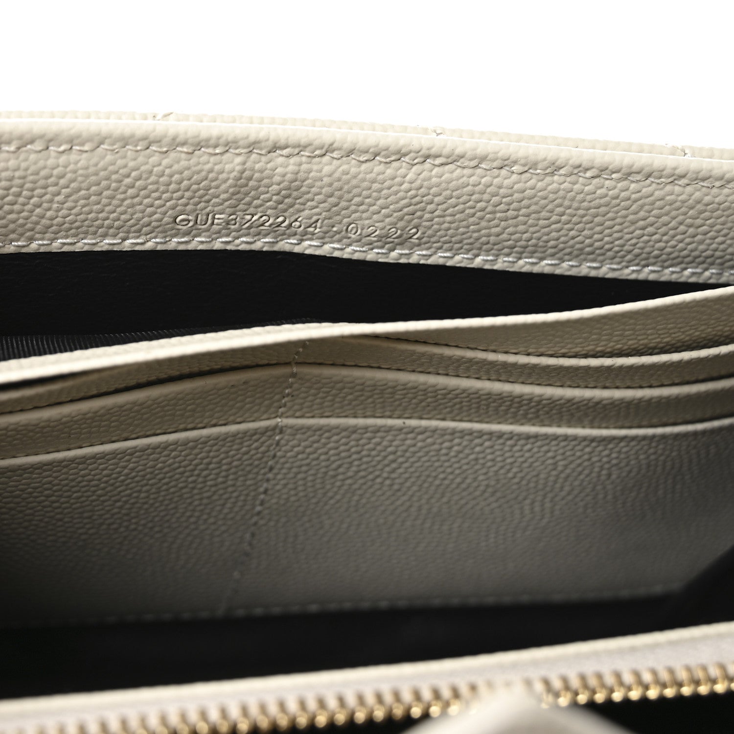 Saint Laurent Grain De Poudre Matelasse Chevron Monogram Flap Wallet Crema Soft 7 of 8