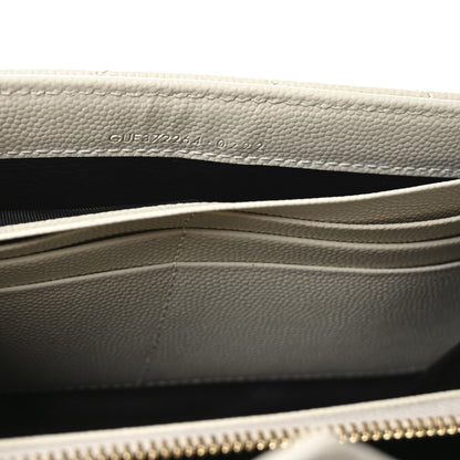 Saint Laurent Grain De Poudre Matelasse Chevron Monogram Flap Wallet Crema Soft 7 of 8