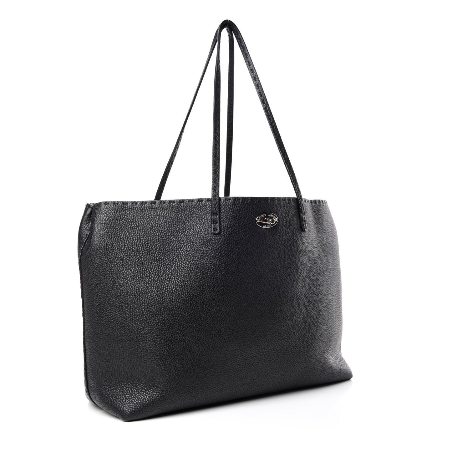 Cuoio Romano Selleria Bi-Color Large Carla Tote Black Mou