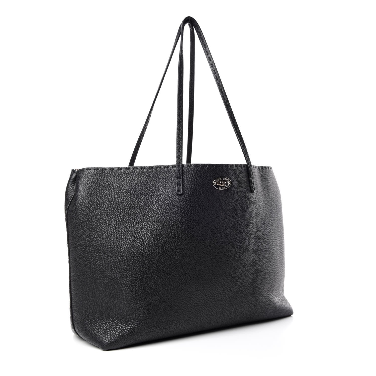 Fendi Cuoio Romano Selleria Bi-Color Large Carla Tote Black Mou 3 of 10