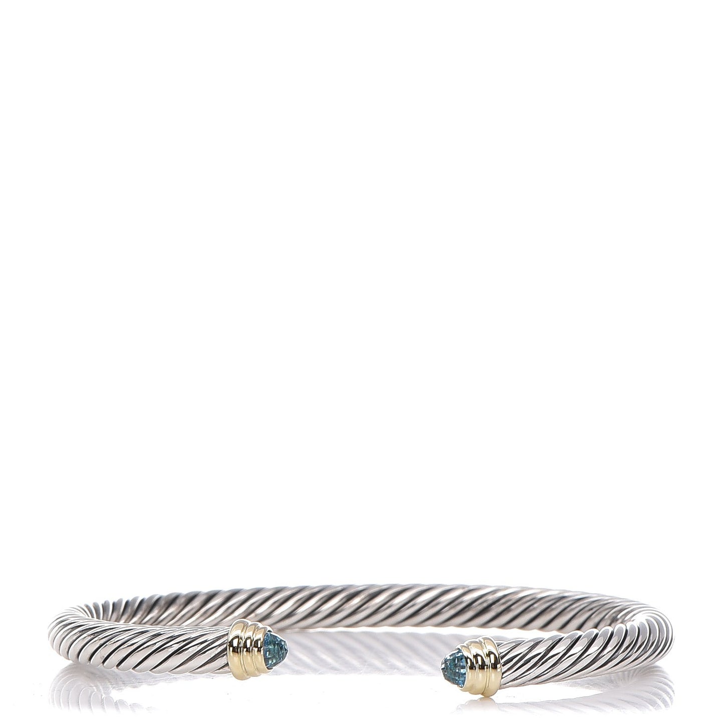 Sterling Silver 14K Yellow Gold Blue Topaz 5mm Cable Classics Petite Color Bracelet