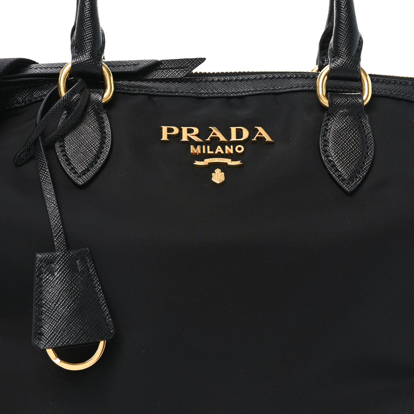 Tessuto Nylon Saffiano Shopping Tote Black