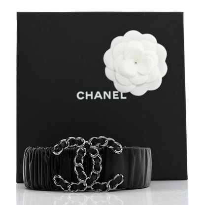 Chanel Lambskin Ruched Chain CC Belt 75 30 Black 5 of 5