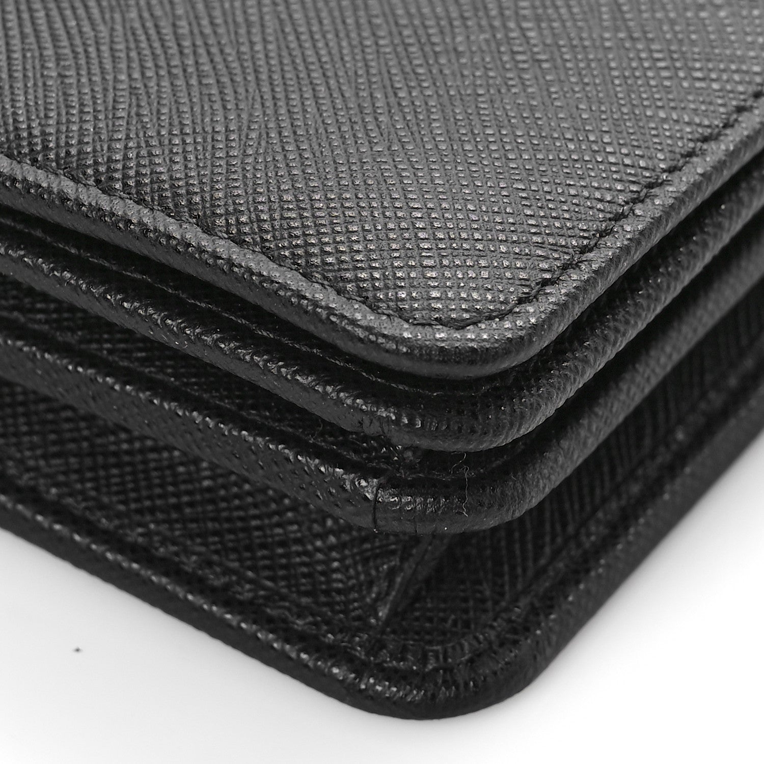 Prada Saffiano Lux Monochrome Chain Wallet Black Black 7 of 7