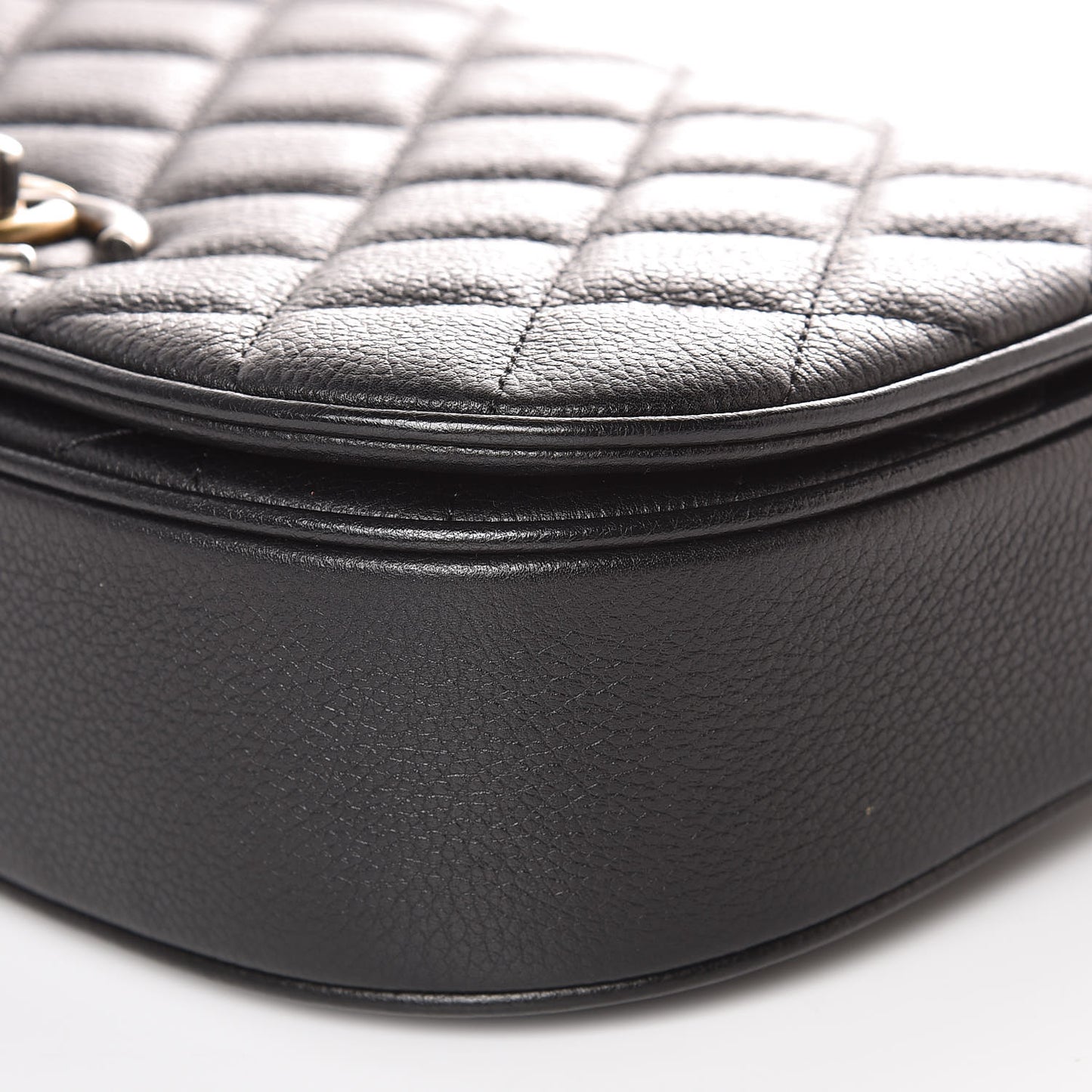 Calfskin Quilted Small Casual Pocket Messenger Flap Black