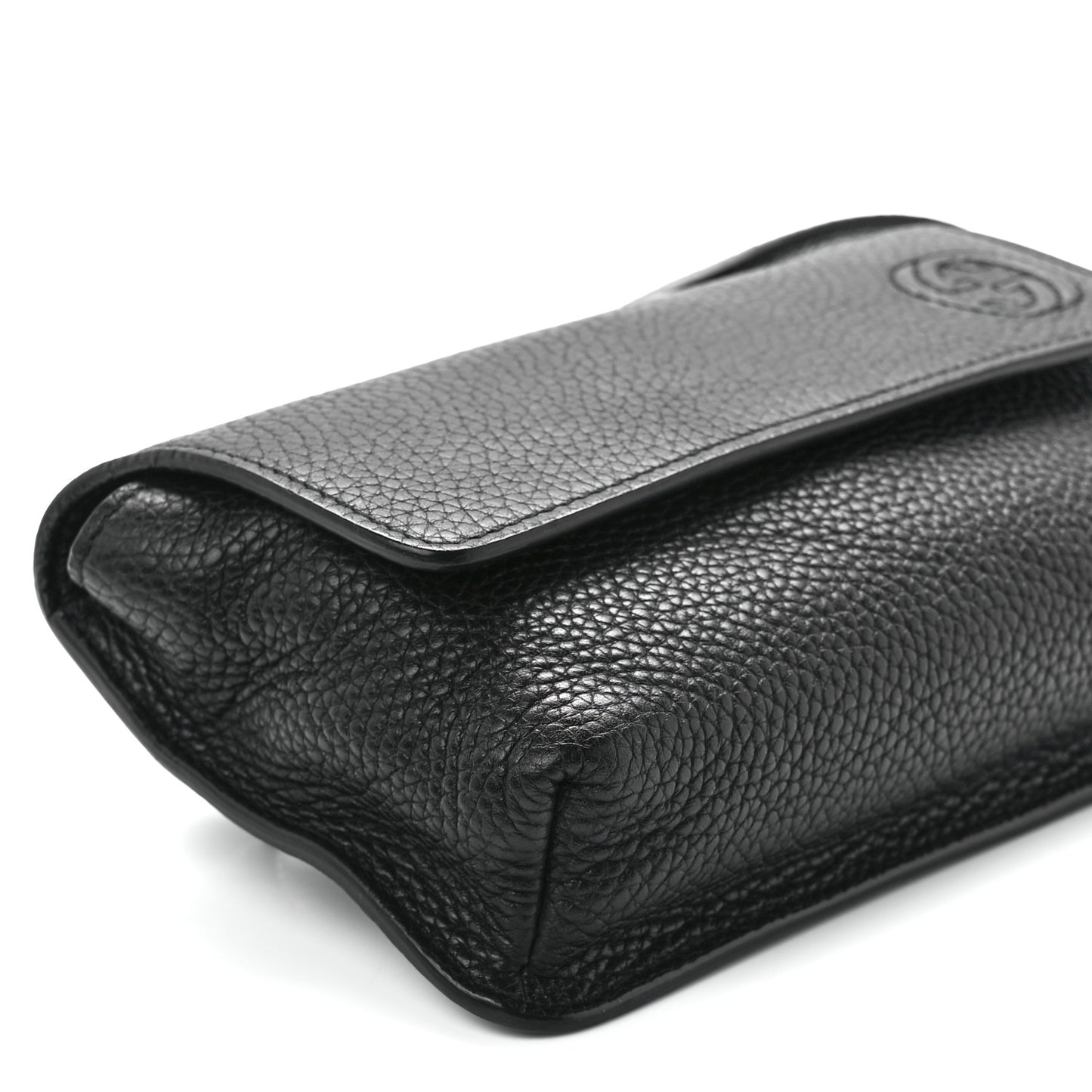 Pebbled Calfskin Soho Flap Belt Bag Black