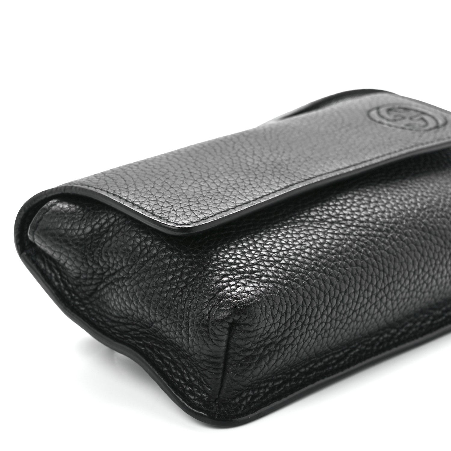 Gucci Pebbled Calfskin Soho Flap Belt Bag Black 10 of 11