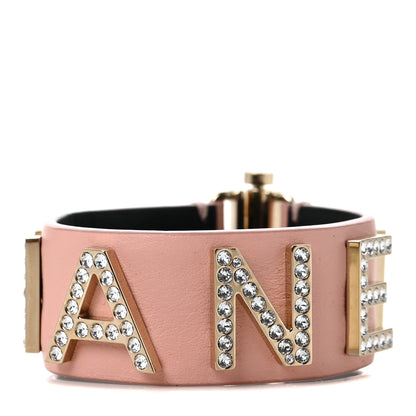 Chanel Calfskin Crystal Logo Cuff M Pink 1 of 5