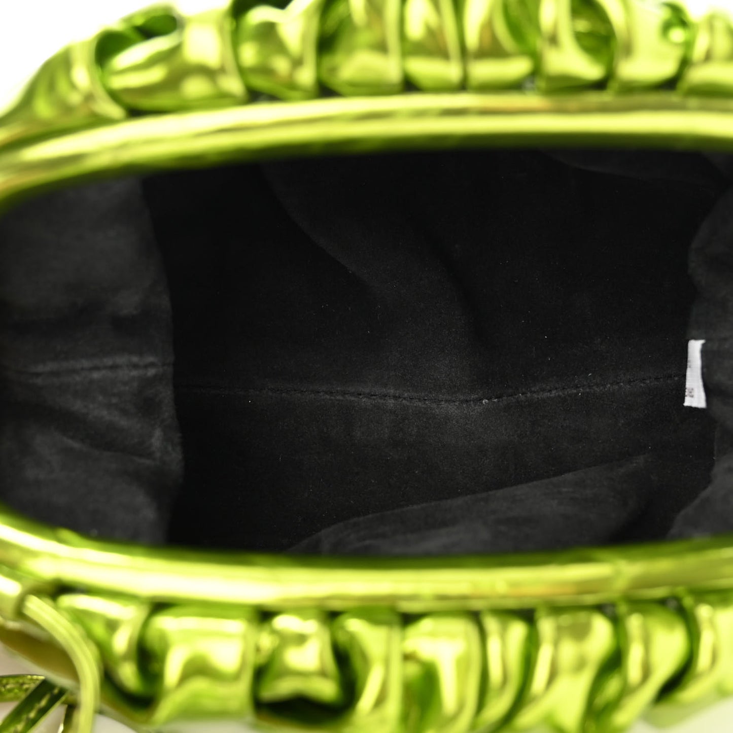 Metallic Crushed Calfskin The Mini Pouch Chlorophyll