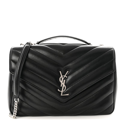 Saint Laurent Lambskin Chevron Quilted Large LouLou Black 1 of 9