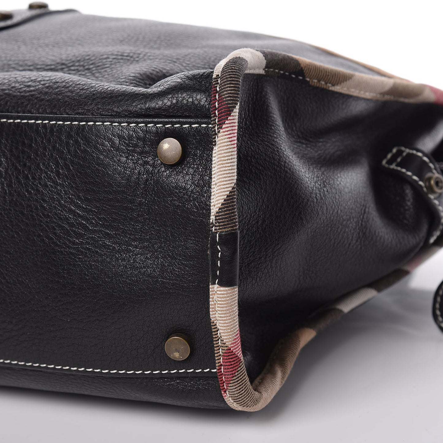 Grainy Calfskin Nova Check Tote Black