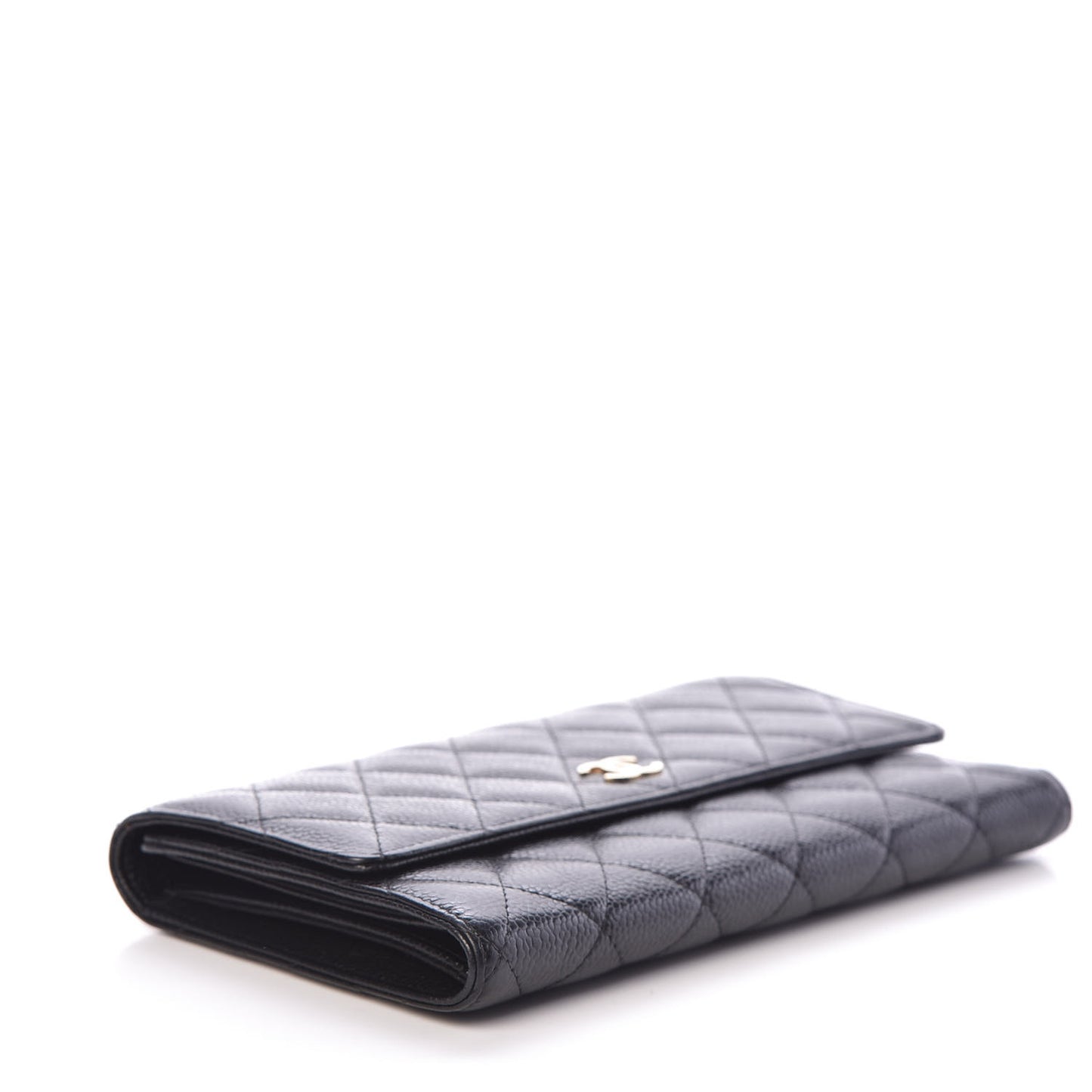 Caviar Quilted Large Flap Wallet Black