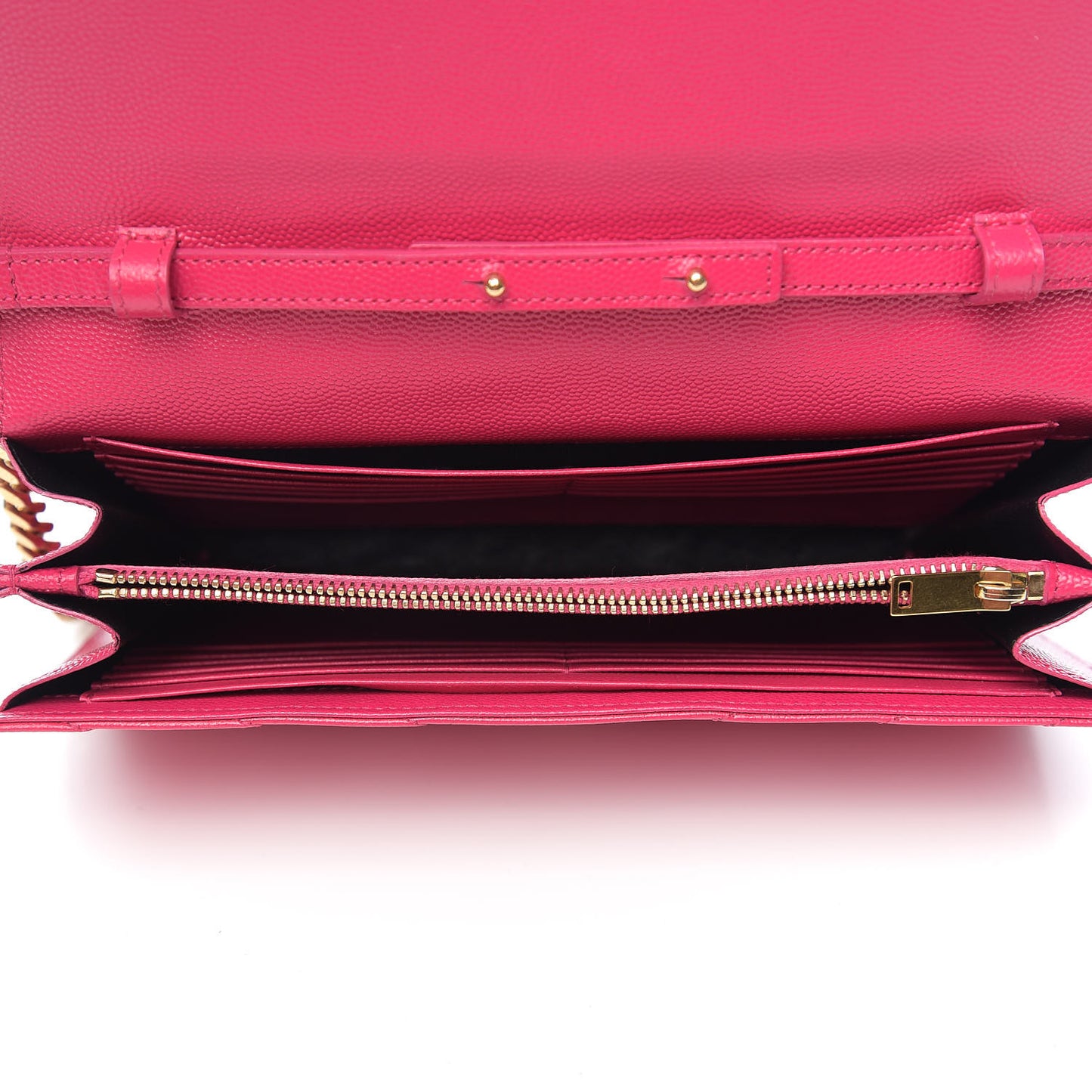 Grain De Poudre Matelasse Chevron Monogram Chain Wallet Hot Pink