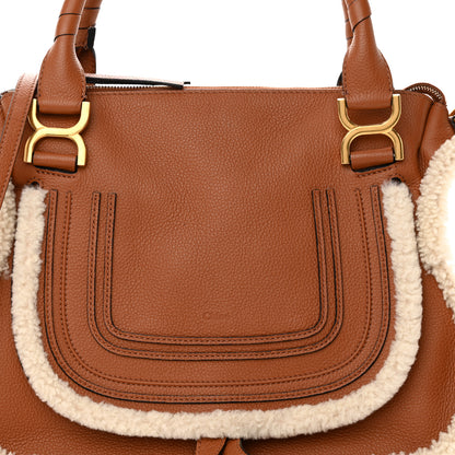 Chloe Calfskin Shearling Medium Marcie Satchel Tan 7 of 13