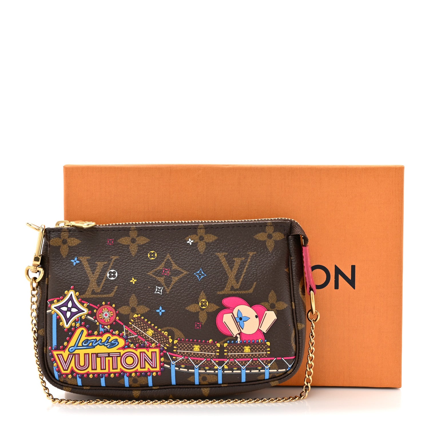 Louis Vuitton Monogram 2020 Christmas Animation Roller Coaster Mini Pochette Accessories Pivoine 11 of 11