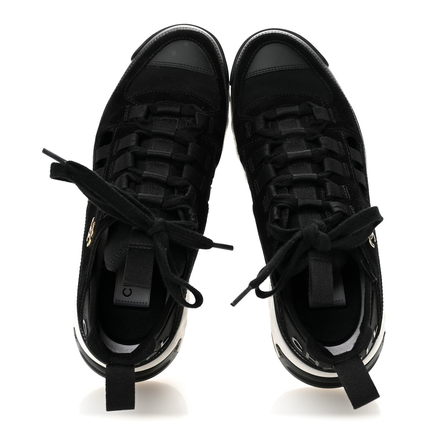 Chanel Velvet Calfskin Mixed Fibers CC Sneakers 35.5 Black 5 of 9