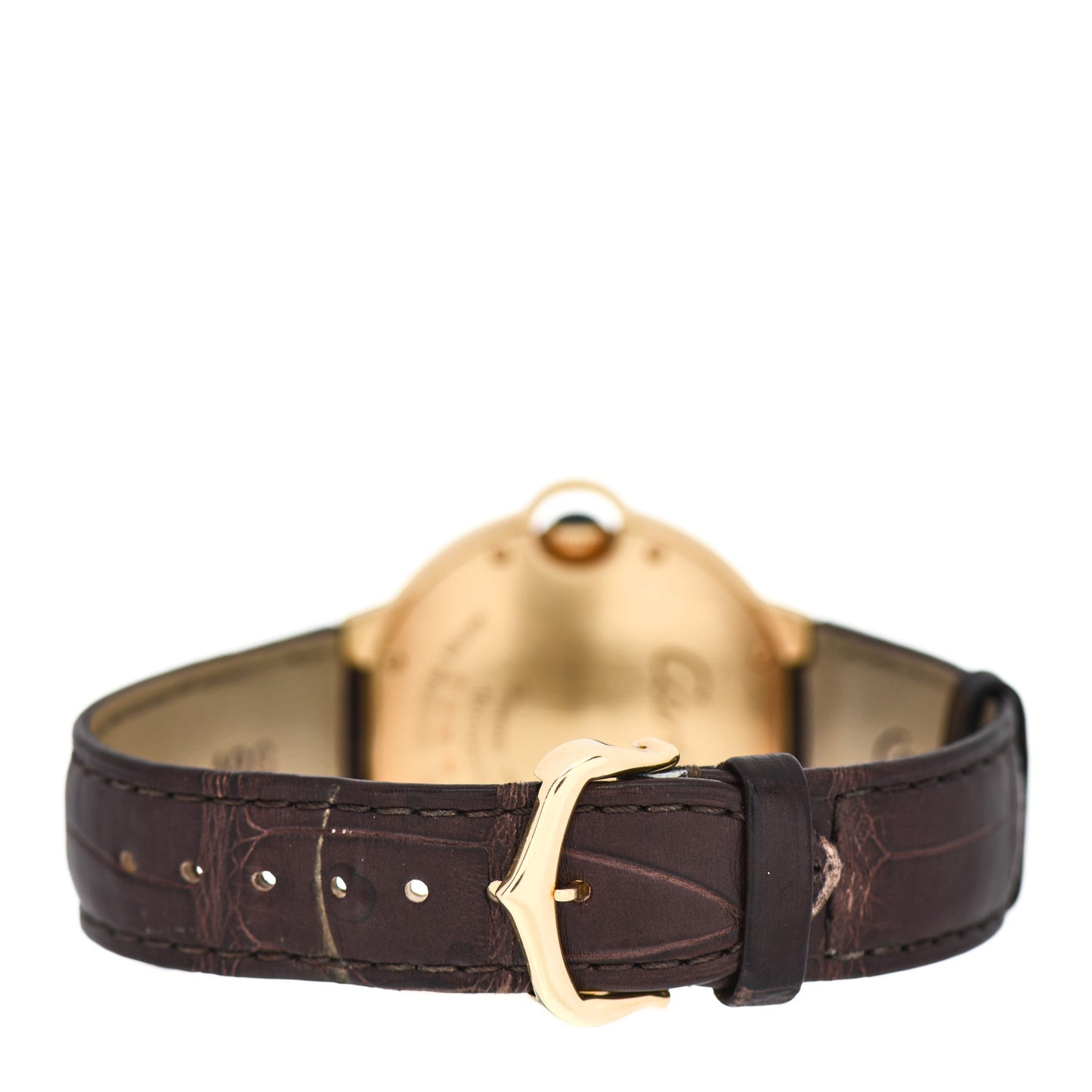 18K Yellow Gold Alligator 36mm Ballon Bleu De Cartier Automatic Watch Brown