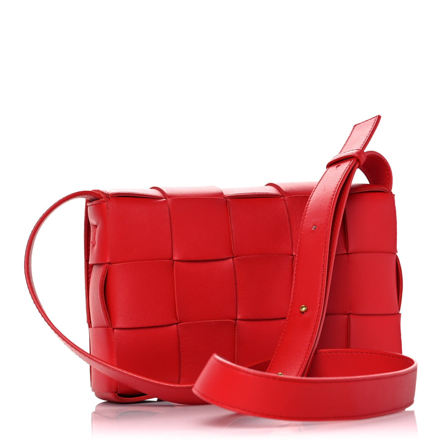 Lambskin Maxi Intrecciato Cassette Crossbody Bag Bright Red