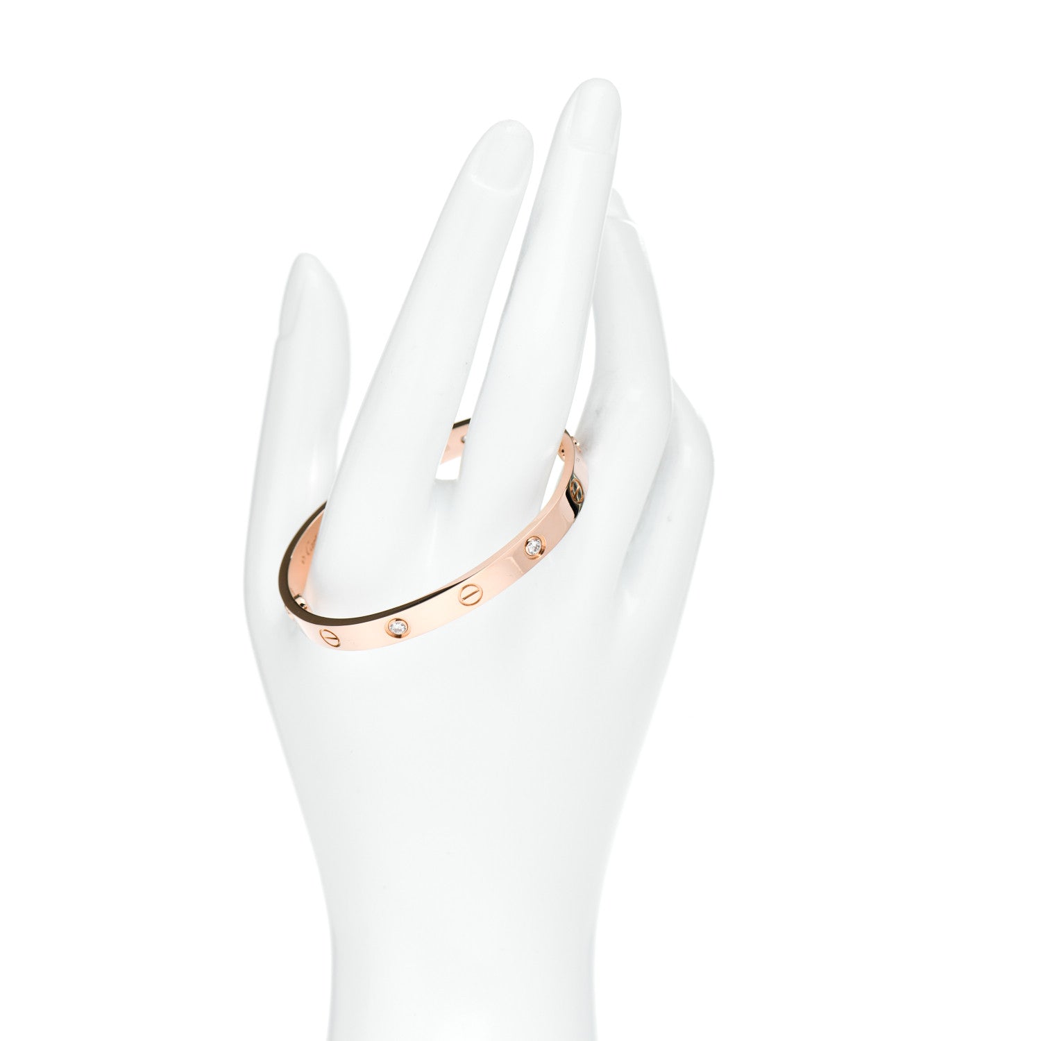 Cartier 18K Pink Gold 4 Diamond LOVE Bracelet 16 2 of 5