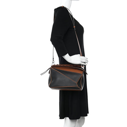 Loewe Calfskin Small Craft Puzzle Bag Tan Black 2 of 11